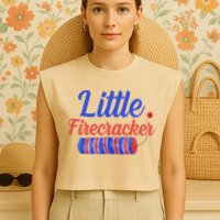 Little Firecracker Funny 4th Of July Garment-Dyed Women's Muscle Tee