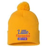 Little Firecracker Funny 4th Of July Pom Pom 12in Knit Beanie