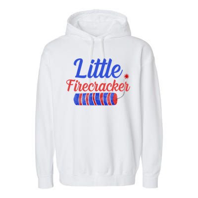 Little Firecracker Funny 4th Of July Garment-Dyed Fleece Hoodie