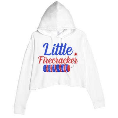 Little Firecracker Funny 4th Of July Crop Fleece Hoodie