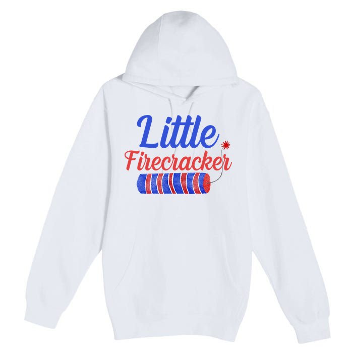 Little Firecracker Funny 4th Of July Premium Pullover Hoodie