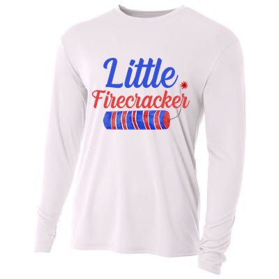 Little Firecracker Funny 4th Of July Cooling Performance Long Sleeve Crew