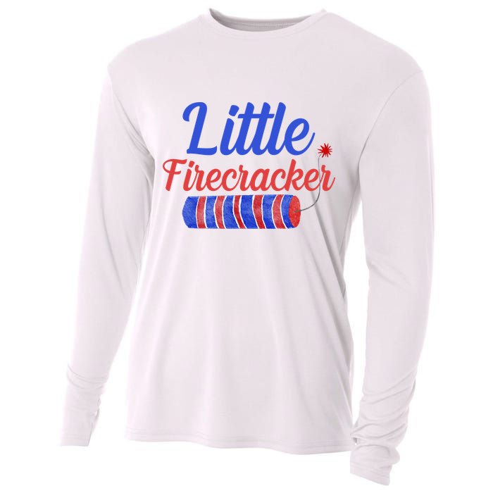 Little Firecracker Funny 4th Of July Cooling Performance Long Sleeve Crew