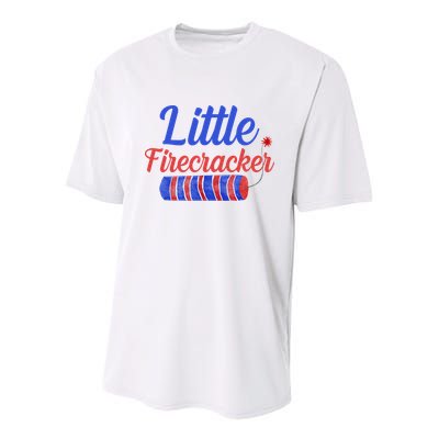 Little Firecracker Funny 4th Of July Youth Performance Sprint T-Shirt