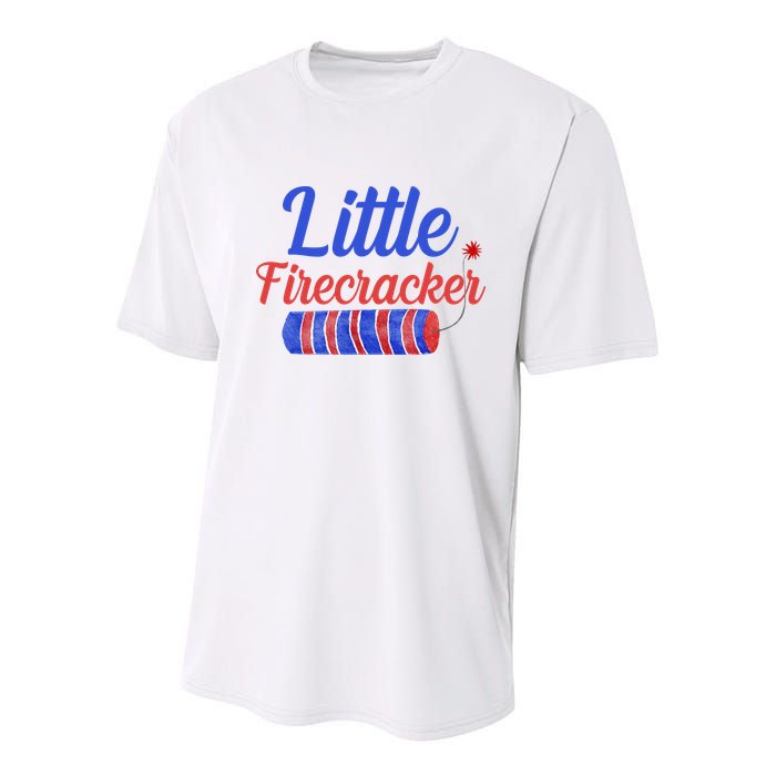 Little Firecracker Funny 4th Of July Youth Performance Sprint T-Shirt