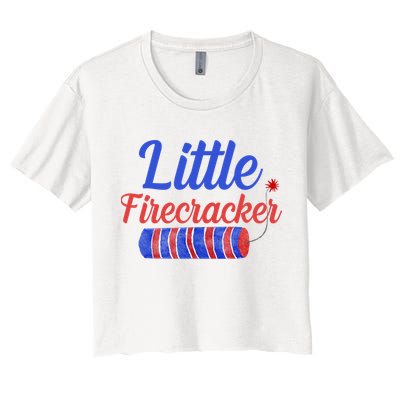 Little Firecracker Funny 4th Of July Crop Top