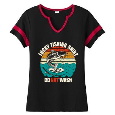 Lucky Fishing Funny Catfish Ladies Halftime Notch Neck Tee