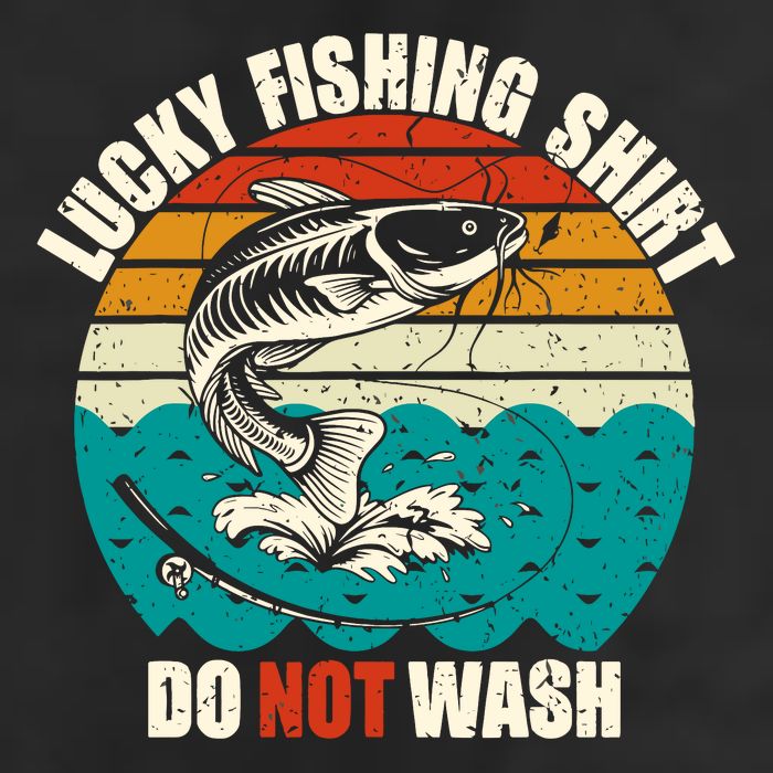 Lucky Fishing Funny Catfish 7 Panel Mesh Trucker Snapback Hat