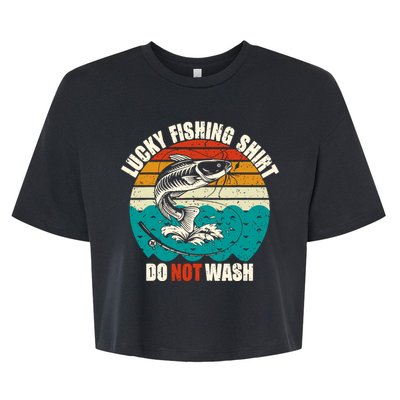 Lucky Fishing Funny Catfish Bella+Canvas Jersey Crop Tee