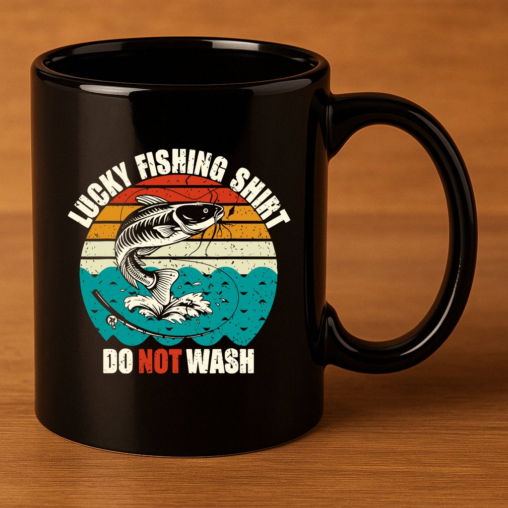 Lucky Fishing Funny Catfish 11oz C Handle Ceramic Mug