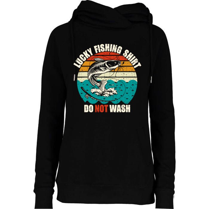 Lucky Fishing Funny Catfish Womens Funnel Neck Pullover Hood