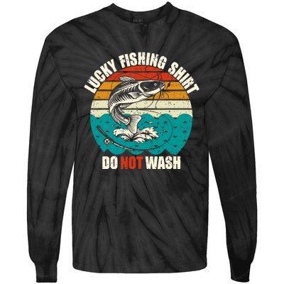 Lucky Fishing Funny Catfish Tie-Dye Long Sleeve Shirt