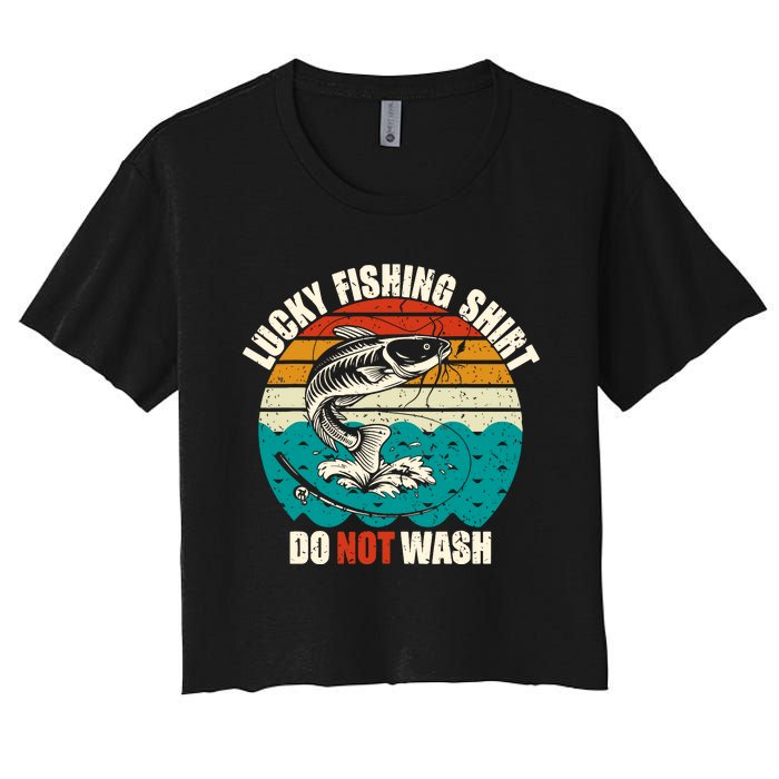 Lucky Fishing Funny Catfish Women's Crop Top Tee