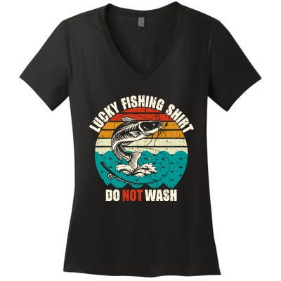 Lucky Fishing Funny Catfish Women's V-Neck T-Shirt