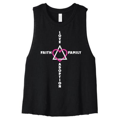 Love Faith Family Adoption Family Children Adoption Day Women's Racerback Cropped Tank