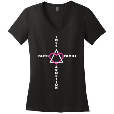 Love Faith Family Adoption Family Children Adoption Day Women's V-Neck T-Shirt