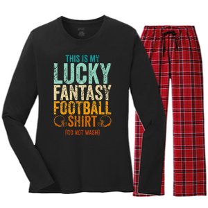 Lucky Fantasy Football Draft Party Do Not Wash Women's Long Sleeve Flannel Pajama Set 