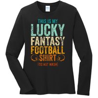 Lucky Fantasy Football Draft Party Do Not Wash Ladies Long Sleeve Shirt