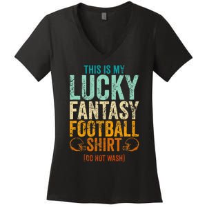 Lucky Fantasy Football Draft Party Do Not Wash Women's V-Neck T-Shirt