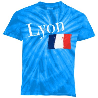 Lyon France Flag French City of Lyon Kids Tie-Dye T-Shirt