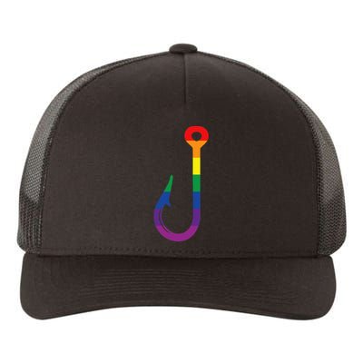 Lgbt Flag Fishing Hook Gay Angler Queer Pride Rainbow Yupoong Adult 5-Panel Trucker Hat