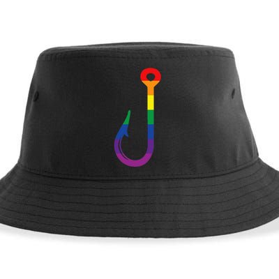 Lgbt Flag Fishing Hook Gay Angler Queer Pride Rainbow Sustainable Bucket Hat