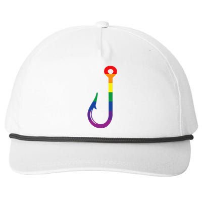 Lgbt Flag Fishing Hook Gay Angler Queer Pride Rainbow Snapback Five-Panel Rope Hat