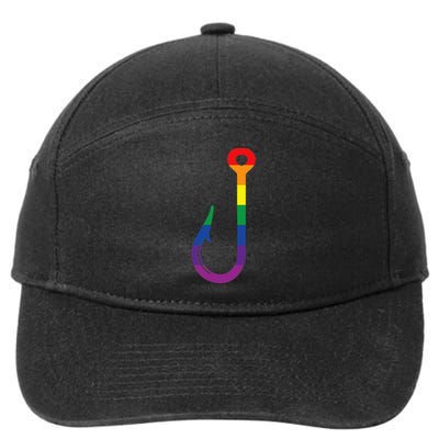 Lgbt Flag Fishing Hook Gay Angler Queer Pride Rainbow 7-Panel Snapback Hat