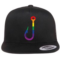 Lgbt Flag Fishing Hook Gay Angler Queer Pride Rainbow Flat Bill Trucker Hat