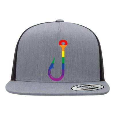 Lgbt Flag Fishing Hook Gay Angler Queer Pride Rainbow Flat Bill Trucker Hat