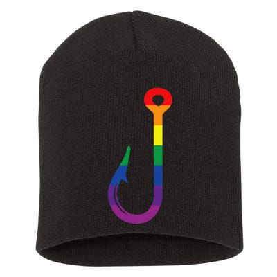 Lgbt Flag Fishing Hook Gay Angler Queer Pride Rainbow Short Acrylic Beanie