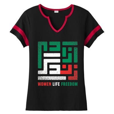  Life Freedom Free Iran Ladies Halftime Notch Neck Tee