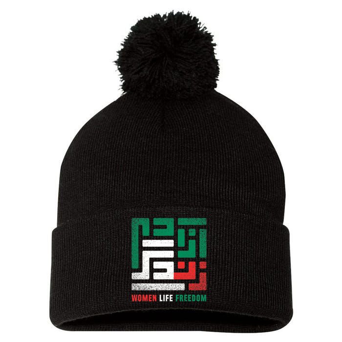  Life Freedom Free Iran Pom Pom 12in Knit Beanie