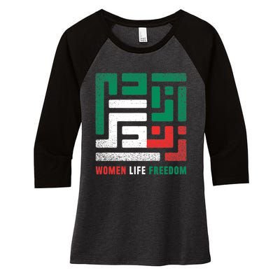  Life Freedom Free Iran Women's Tri-Blend 3/4-Sleeve Raglan Shirt