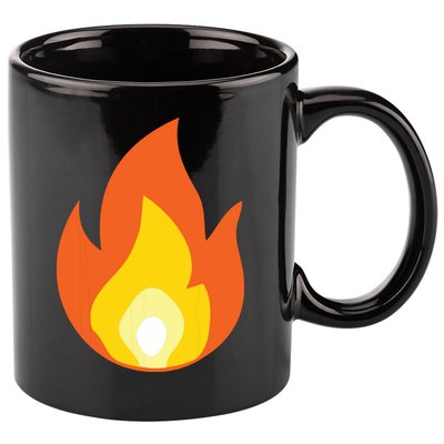 Lit Fire Flame Hot Burning Beach 11oz C Handle Ceramic Mug