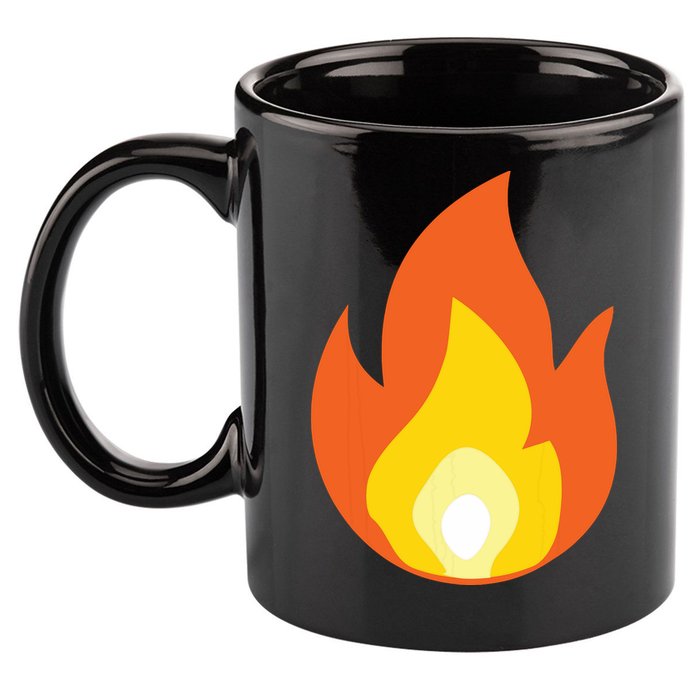 Lit Fire Flame Hot Burning Beach 11oz C Handle Ceramic Mug