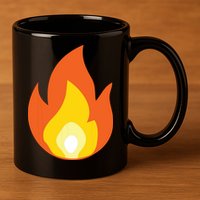 Lit Fire Flame Hot Burning Beach 11oz C Handle Ceramic Mug