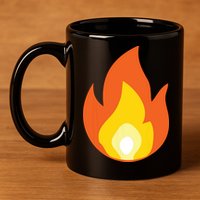 Lit Fire Flame Hot Burning Beach 11oz C Handle Ceramic Mug