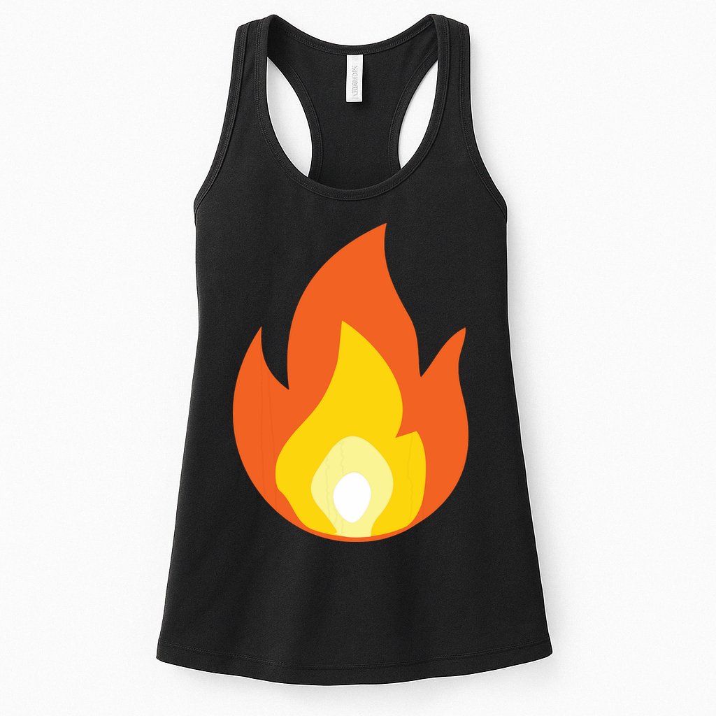 Lit Fire Flame Hot Burning Beach Womens Tank Top