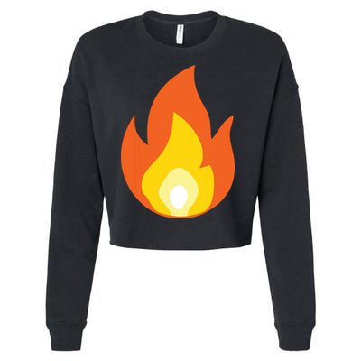 Lit Fire Flame Hot Burning Beach Cropped Pullover Crew