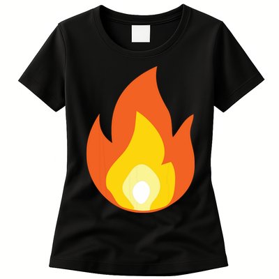 Lit Fire Flame Hot Burning Beach Womens T-Shirt