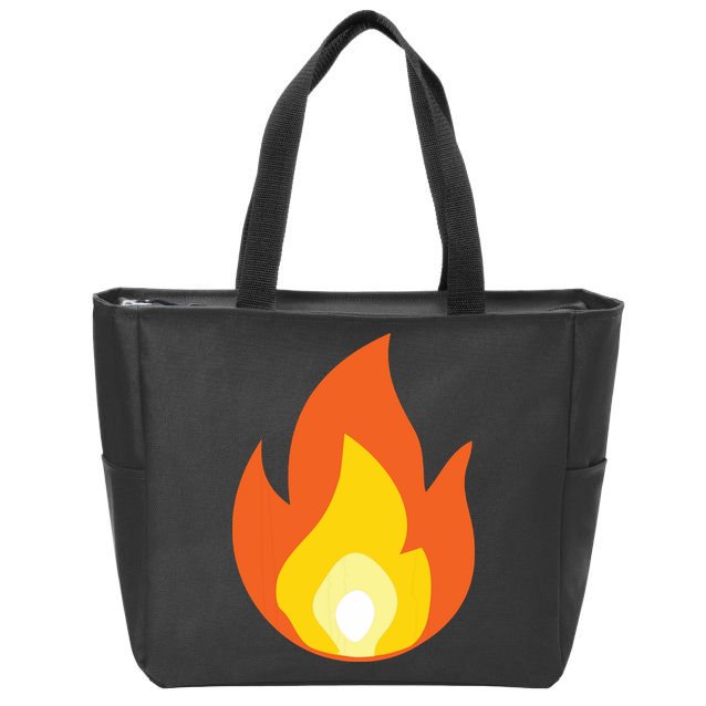 Lit Fire Flame Hot Burning Beach Zip Tote Bag