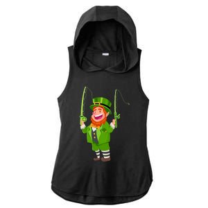 Leprechaun Fishing Funny St Patricks Day Gift Ladies PosiCharge Tri-Blend Wicking Draft Hoodie Tank