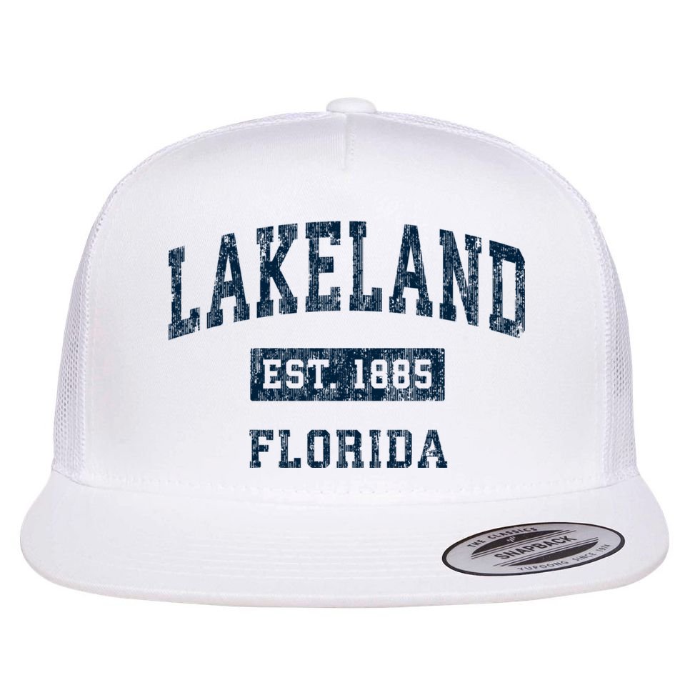 Lakeland Florida Fl Vintage Sports Flat Bill Trucker Hat