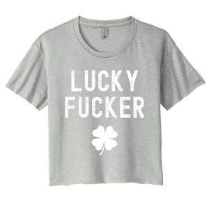 Lucky Fucker Funny St Patricks Day Women's Crop Top Tee