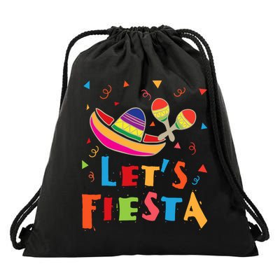 Let's Fiesta Funny Cinco De Mayo Drawstring Bag