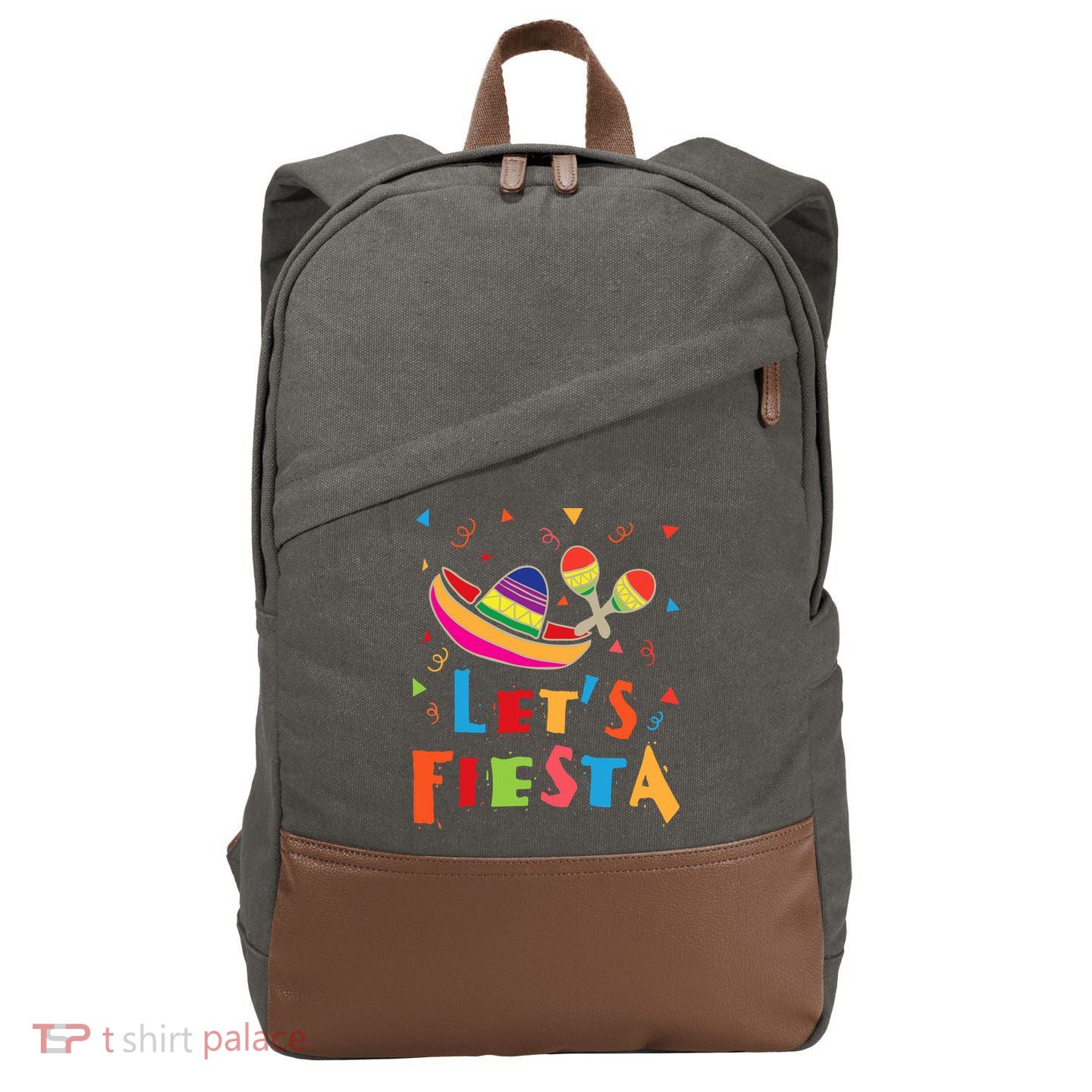 Let's Fiesta Funny Cinco De Mayo Cotton Canvas Backpack