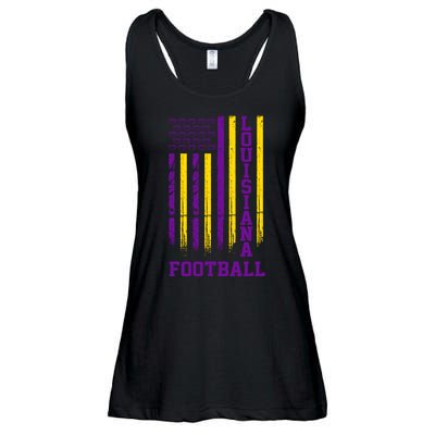 Louisiana Football Fan American Flag Ladies Essential Flowy Tank