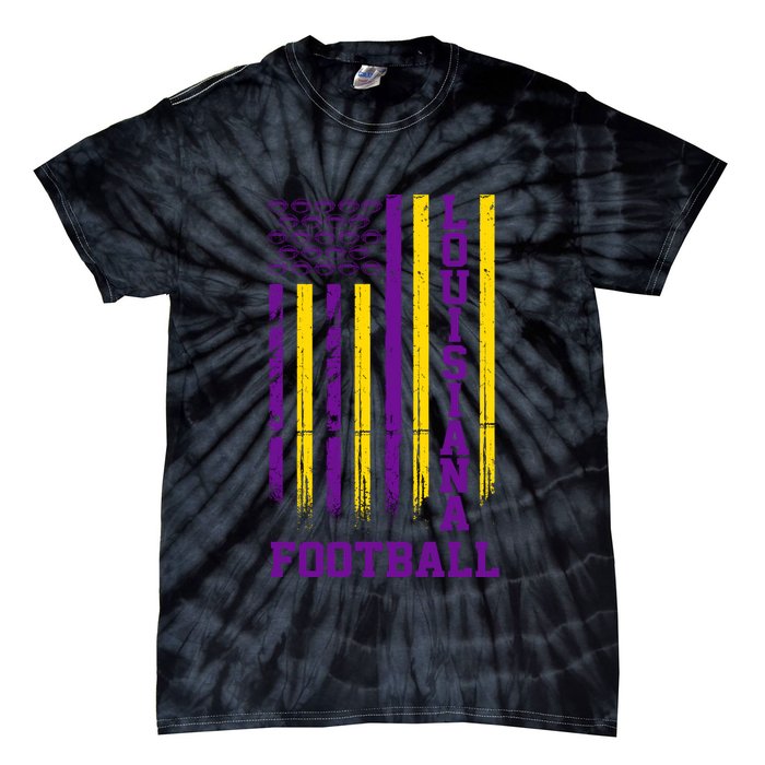 Louisiana Football Fan American Flag Tie-Dye T-Shirt