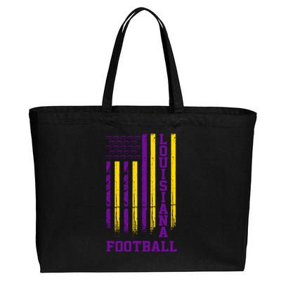 Louisiana Football Fan American Flag Cotton Canvas Jumbo Tote